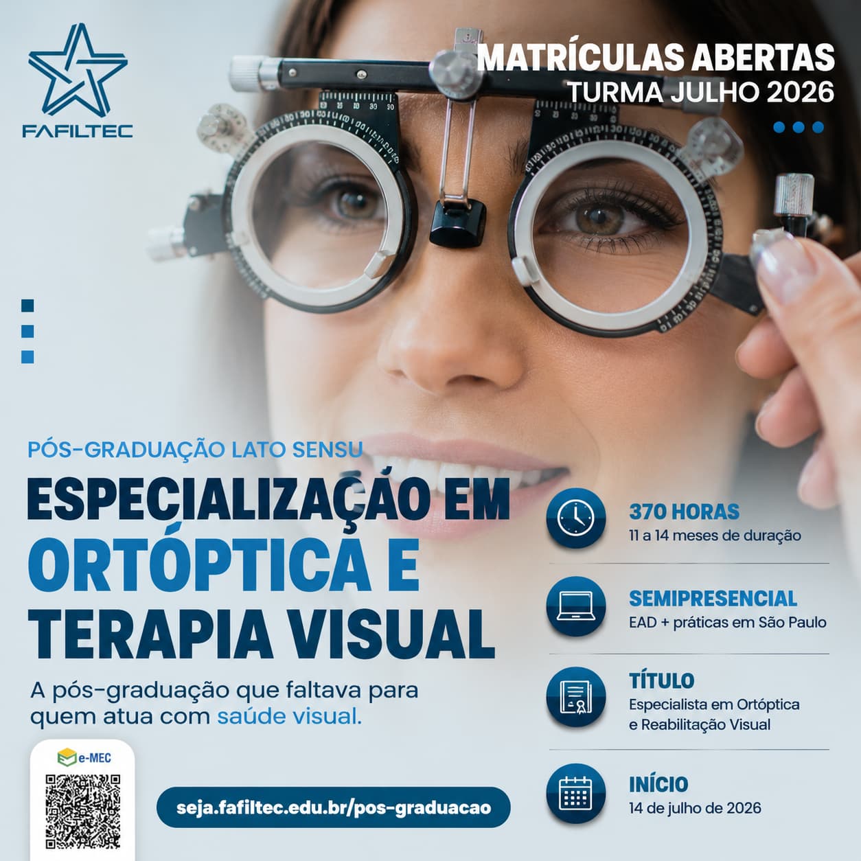 Matrículas abertas para a Pós-Graduação em Ortóptica